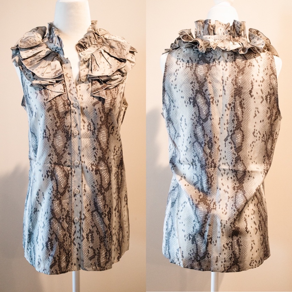 J Crew sleeveless silk top snakeskin print
